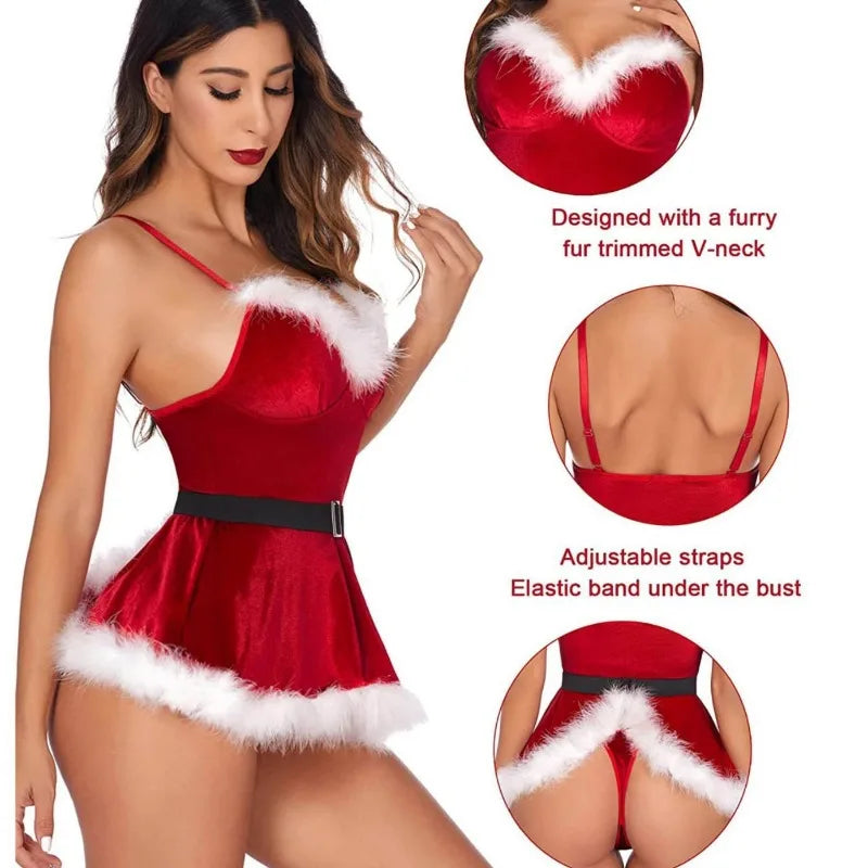 Toucheart Christmas Sexy Lingerie For Women Suspender Backless Jumpsuit